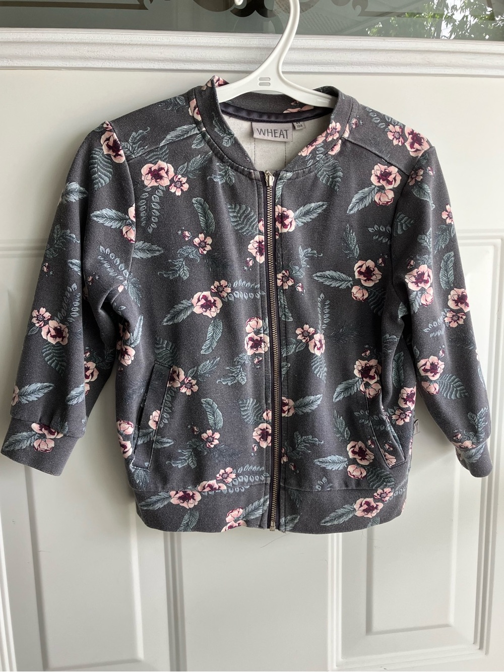 Wheat floral zip up bomber jacket 4T 4Y